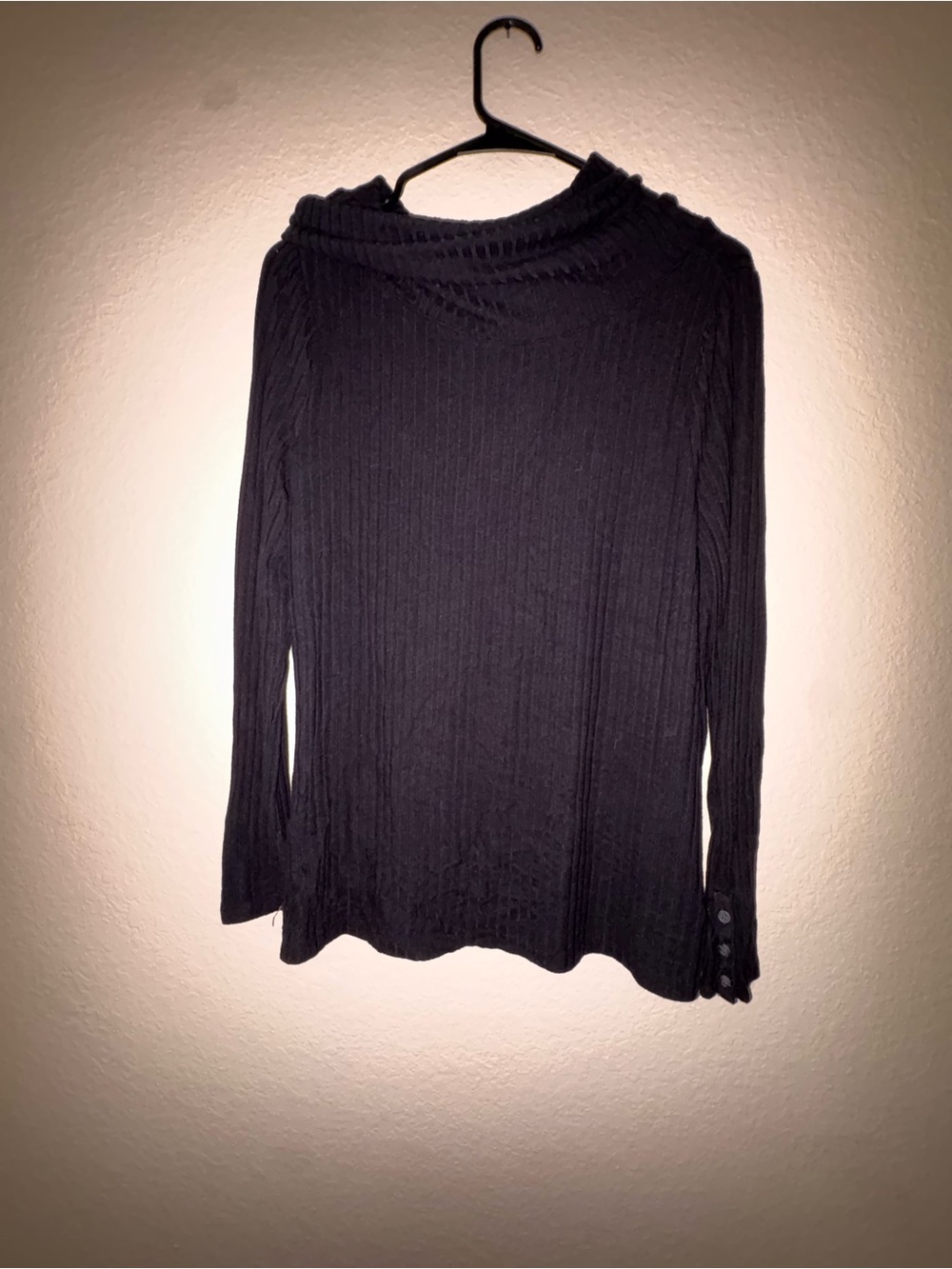 Black Ribbed Long Sleeve Mock Neck Top